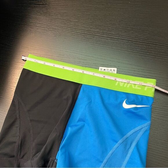 ✨ Nike Pro Blue Black Green Spandex Shorts Small - Picture 7 of 9